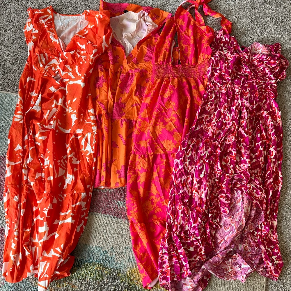 SHEIN Bold Patterned Maxi Dresses in Red and Pink
